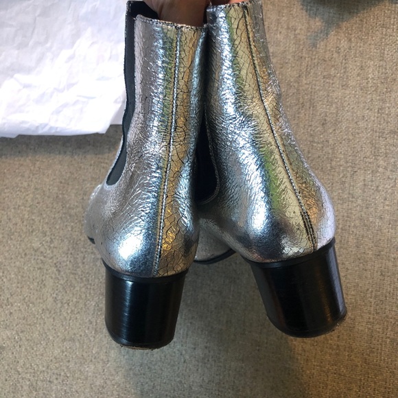 Isabel Marant Danelya Chelsea Boots in Cracked Metallic Silver FRSize 38 US 7 - Picture 6 of 7